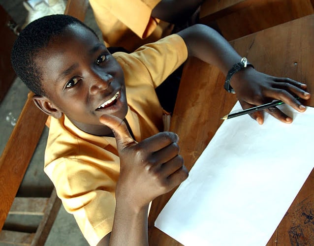 Schüler in einer Schule beim Freiwilligenprojekt Teaching in Ghana