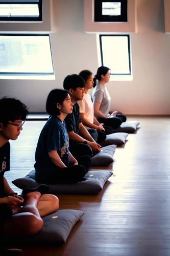 Jugendliche beim Meditieren beim Freiwilligenprojekt Childcare in Südkorea mit AIFS